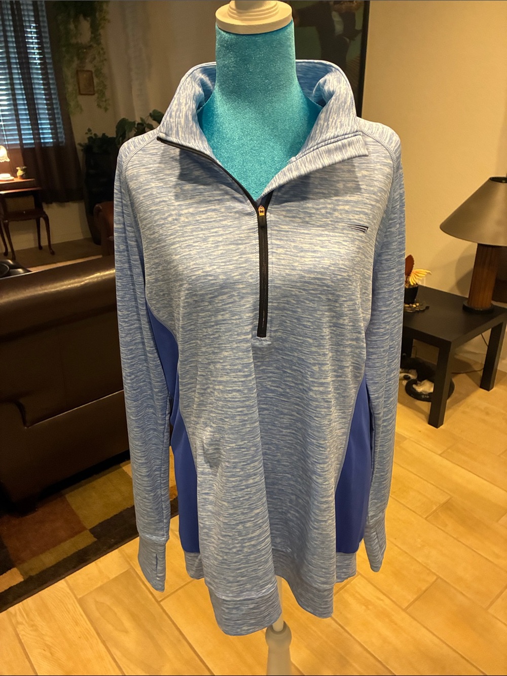 Light Blue Heather Quarter-Zip Pullover Hoodie